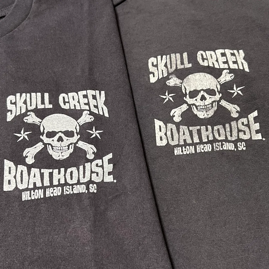 Authentic sample GALLERY DEPT. SKULL CREEK L/S TEE/BLK Glitter skull surf long sleeves, washed black S-XL, garment dyed, washed and distressed, printing has a full sense of distress